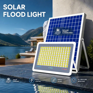 ไฟส่องสว่างพลังงานแสงอาทิตย์ แผงอลูมิเนียมขนาด 270x180 มม. 75 LED พร้อมรีโมทคอนโทรล กันน้ำกลางแจ้ง IP67 อายุการใช้งาน 50000 ชั่วโมง เคลือบด้วยผงสี - Product Image 1