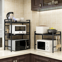 Rak penyimpanan 2 tingkat, dapat disesuaikan untuk dapur, Microwave, desain Multifungsi, rumah tangga, tipe instalasi