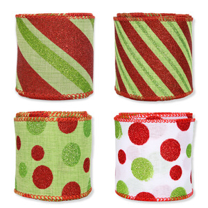 Ruban de Noël filé à pois rouges et verts LINGKAI pour couronnes et emballages cadeaux – Fournisseur - Product Image 5