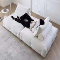 Canapé modulaire convertible moderne en tissu bouclé, sectionnel à profil bas sans accoudoirs avec coussins réglables, emballage compressé sous vide