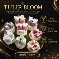 Bougie parfumée artisanale élégante en dentelle dégradée, motif tulipe, pour l'ambiance des fêtes, cadeau de mariage, parfum d'ambiance fait main