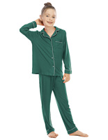 Conjunto de Pijama Cómodo de Bambú para Niños de 2 Piezas Ropa de Dormir de Manga Larga para Niña o Niño