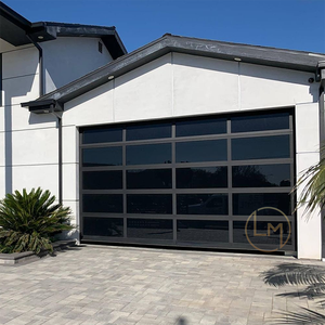 Nouveau design <span class=keywords><strong>de</strong></span> <span class=keywords><strong>porte</strong></span> <span class=keywords><strong>de</strong></span> <span class=keywords><strong>garage</strong></span> pliante automatique en aluminium et verre noir double trempé <span class=keywords><strong>de</strong></span> 5mm - Product Image 1