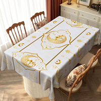 Nappe islamique durable pour l'Aïd Moubarak, en polyester, pour le Ramadan Kareem, lavable, imprimé lune et étoiles, pour la décoration de la maison et de la cuisine