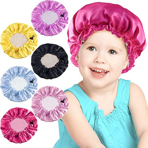 Bonnet pour enfants en satin naturel réglable pour bébé, double couche, idéal pour dormir la nuit - Product Image 1