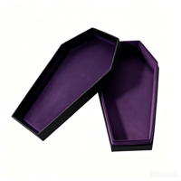 Boîte télescopique en carton noir gothique personnalisée, grande et miniature, en forme de cercueil, avec poignée à fermeture magnétique, pour cadeaux de chocolat et cils