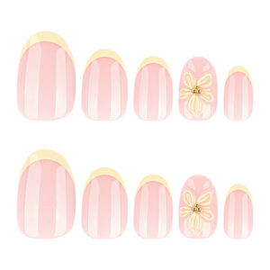 <span class=keywords><strong>Uñas</strong></span> Postizas Ovaladas Cortas con Diseño <span class=keywords><strong>de</strong></span> Flor Amarilla en 3D, Punta Francesa, <span class=keywords><strong>Color</strong></span> <span class=keywords><strong>Rosa</strong></span> Nude, <span class=keywords><strong>Uñas</strong></span> Acrílicas para Uso Diario, Fiestas, Bodas, Arte <span class=keywords><strong>de</strong></span> <span class=keywords><strong>Uñas</strong></span> - Product Image 2