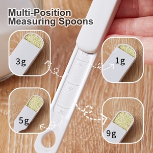 White Plastic Adjustable <b>Measuring</b> <b>Spoon</b> With Plastic Slide Cover for Kitchen Seasoning Baking Powdered Milk Coffee Granulated - Product Image 4