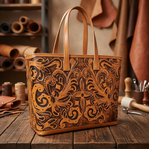 Sac à main pour filles en cuir véritable fait main avec fermeture éclair, bandoulière, design gravé, léger, vintage, imperméable, écologique - Product Image 1