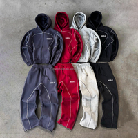 Ensemble de survêtement sportif surdimensionné personnalisé pour homme – Pantalon de jogging ample et sweat à capuche avec surpiqûres contrastées