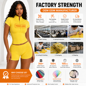Set Yoga <span class=keywords><strong>Sexy</strong></span> da Donna in 2 Pezzi: <span class=keywords><strong>Top</strong></span> con Zip a Manica Corta e Pantaloncini Mini, Completo per Palestra, Fitness e Allenamento, Abbigliamento Athleisure - Product Image 6