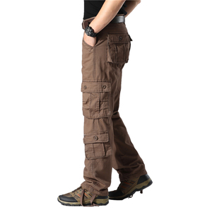 Pantaloni da trekking da uomo in cotone 100% pantaloni Casual taglie forti da lavoro dritti da esterno tattici Multi-tasca - Product Image 5