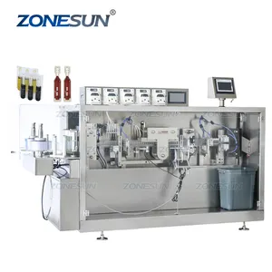 ZONESUN ZS-FS120 5 सिर क्रमिक वृत्तों में सिकुड़नेवाला पंप Monodose पट्टी ट्यूब एकल खुराक प्लास्टिक Ampoule भरने सील मशीन