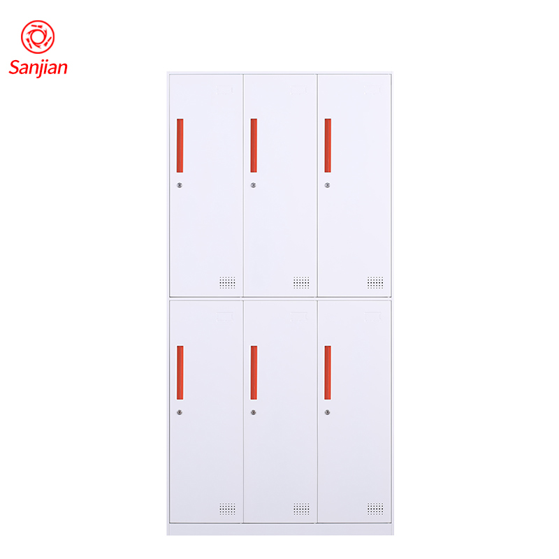 Modern design multi-color handle storage clothes cabinet 6 doors steel locker metal wardrobe almirah