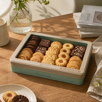 Boîte à biscuits rectangulaire personnalisée avec fenêtre transparente pour l'emballage de biscuits, chocolats et bonbons, conteneur cadeau de luxe en fer blanc