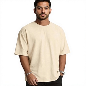T-shirt en coton surdimensionné pour homme, manches courtes, col rond, coupe décontractée, couleur unie, jersey tricoté, design uni, Beazer Sports 220g - Product Image 1