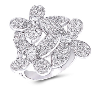 Bague de luxe F613 en or blanc avec diamant taille marquise couleur D naturel, bijoux de mariage pour femme - Product Image 1