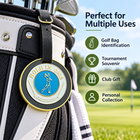 Étiquette de sac de golf Ausluofell avec finition émaillée, marqueur de balle magnétique, sangle en cuir PU durable - Cadeau promotionnel d'entreprise pour le golf