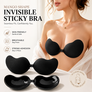 Soutien-gorge adhésif sexy en spandex, forme mangue, coussinets de poitrine nude invisibles, effet liftant, sans bretelles, pour robe dos nu - Product Image 2