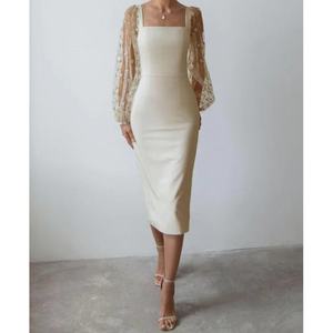 Vestidos Midi de Manga Larga con Bordado y Diseño Simple para Mujer, al por Mayor, Personalizados, OEM, de Alta Calidad - Product Image 3