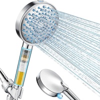 Pommeau de douche à main avec adoucisseur d'eau et filtre à chlore, jet de pluie haute pression, finition chromée, filtre de douche pour eau dure