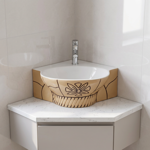 Artículos sanitarios de cerámica de calidad de exportación, fregadero italiano de mesa superior de baño, esquina de resina, lavabos, lavabo de superficie sólida - Product Image 4