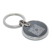 Porte-clés en acier inoxydable avec code-barres bidimensionnel, gravure laser, porte-clés promotionnel OEM personnalisé avec code QR