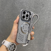 Coque de téléphone Apple 16 Pro Max 17 avec dissipation de chaleur estivale, fixation magnétique 15, design évidé avec support 13, style tendance 14 13 12