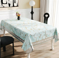 Nappe de table de luxe en PVC craquelé turquoise doré, tailles personnalisées, imprimée, imperméable, anti-taches, écologique, protection de table de banquet
