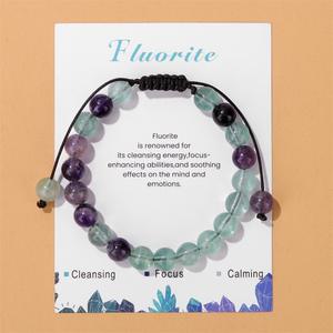 Tarjeta <span class=keywords><strong>de</strong></span> piedra Natural <span class=keywords><strong>de</strong></span> 8mm, <span class=keywords><strong>poder</strong></span> curativo, cuentas <span class=keywords><strong>de</strong></span> cristal <span class=keywords><strong>de</strong></span> piedras preciosas, pulsera <span class=keywords><strong>de</strong></span> piedra <span class=keywords><strong>de</strong></span> <span class=keywords><strong>la</strong></span> <span class=keywords><strong>Amistad</strong></span> ajustable tejida a mano, joyería - Product Image 4