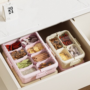 Clear 4 compartment snack container Lid and handle PP food <b>storage</b> Organizer for kitchen picnic Food <b>storage</b> organizer - Product Image 1
