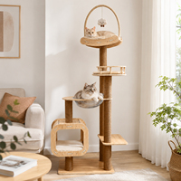 Erluxi All-Stars Luxe Grande Maison d'escalade en bois massif et sisal, Arbre à chat intelligent peu encombrant avec griffoir