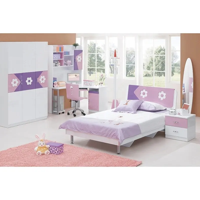 Nova 20gad046 conjunto infantil de princesa, conjunto de móveis para quarto infantil, camas de chão único, madeira, moderno, mobília de quarto infantil para meninas