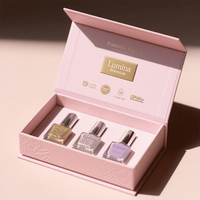 Boîte-cadeau noire à clapet magnétique en papier rigide personnalisée pour ensembles de vernis à ongles boîtes d'emballage cosmétique de luxe avec logo imprimé