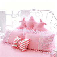 Lot de 2 taies d'oreiller 100 % coton style princesse avec bordure en dentelle et volants, fermeture éclair au dos, housse de coussin douce pour chambre de filles, fournitures de literie