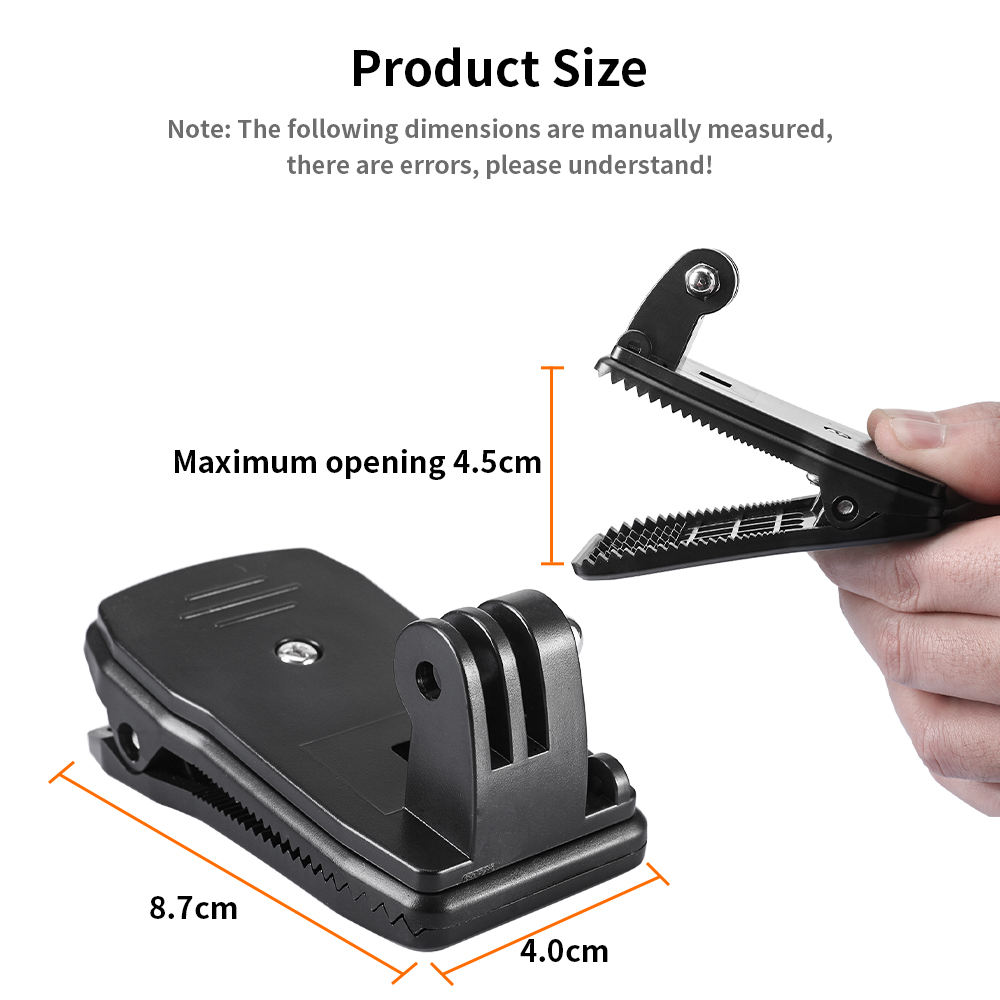 HONGDAK 360 Degree Rotation Backpack Hat Belt Clip Clamp With J Hook Mount for GoPro 10 9 8 7