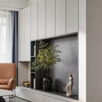 LED'li ve Kulpsuz Cam Kapılı Saklama Çekmeceli Modern TV Dolabı Beyaz Ceviz Oturma Odası