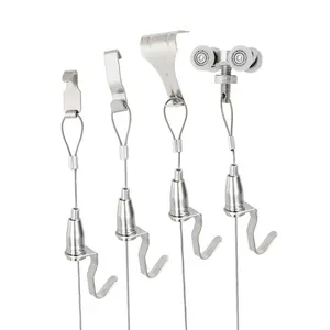 Best Selling Sawtooth Hanger Hook Frame Adjustable 3 Leg Rope Sling Clip Suspension Kit Wire Picture Hanging System