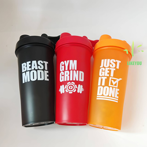 Bán buôn biểu tượng tùy chỉnh BPA miễn phí tập thể dục nhựa màu đen trong suốt phòng tập thể dục Máy xay sinh tố Shaker cup thể thao nước Whey Protein chai cho phòng tập thể dục - Product Image 4