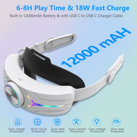 Sangle de charge rapide avec coussin en éponge confortable, sangle Elite avec batteries intégrées de 12 000 mAh pour Meta Quest 3S VR