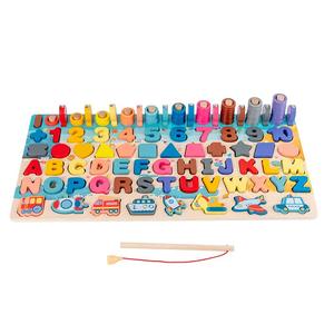 Montessori educativo in legno occupato bordo Set per la matematica dei vecchi bambini <span class=keywords><strong>Puzzle</strong></span> Count forma colore partita di pesca gioco nuovo - Product Image 3