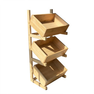Bamboo Storage Rack Triple Layer Square With Stand For Fruit Vegetable Bread Snack Organization L Size - Product Image 4
