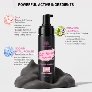 Mousse autobronzante sans traces à marque privée DHA, bronzage sans soleil, mousse bronzante naturelle hydratante, végane, OEM, vente en gros, 180 ml - Product Image 3
