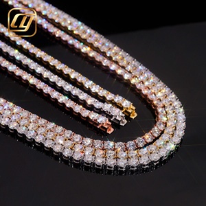 สร้อยคอเทนนิสเงินแท้ S925 ประดับเพชรโมอิสซาไนต์ D VVS1 เพชรเลี้ยงในห้องปฏิบัติการ สำหรับผู้ชาย ผู้หญิง เครื่องประดับฮิปฮอป - Product Image 2