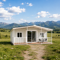 Maison conteneur modulaire préfabriquée Jiezhu à double aile extensible, respirante, imperméable, ignifuge et épaissie, garantie 1 an