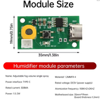 Module humidificateur de qualité supérieure avec circuit imprimé de commande pour générateur de brume, type C, volume de brume réglable sur 3 niveaux, pulvérisation unique