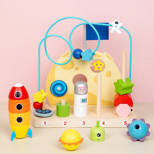 Nuovo Gioco Educativo Labirinto di Perline, Blocchi di Legno Impilabili, Perline in Legno che Gira intorno al Pianeta per Bambini - Product Image 3