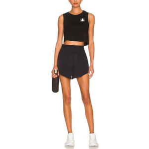 Hot Selling Custom Screen Print 100 Cotton Thin Breathable Crop Athletic Tank <b>Top</b> Black Loose Fit Gym Tank <b>Top</b> Women - Product Image 3