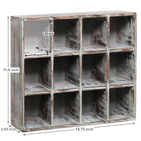 Boîte à ombre autoportante en bois brun à 12 compartiments, étagère pour vitrine