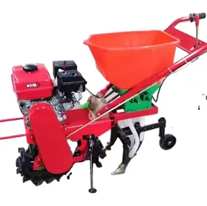 Sembradora rotativa con motor diésel para caminar a mano, Mini cultivador, sembradora de maíz agrícola, sembradora de fertilizante con ruedas de gasolina